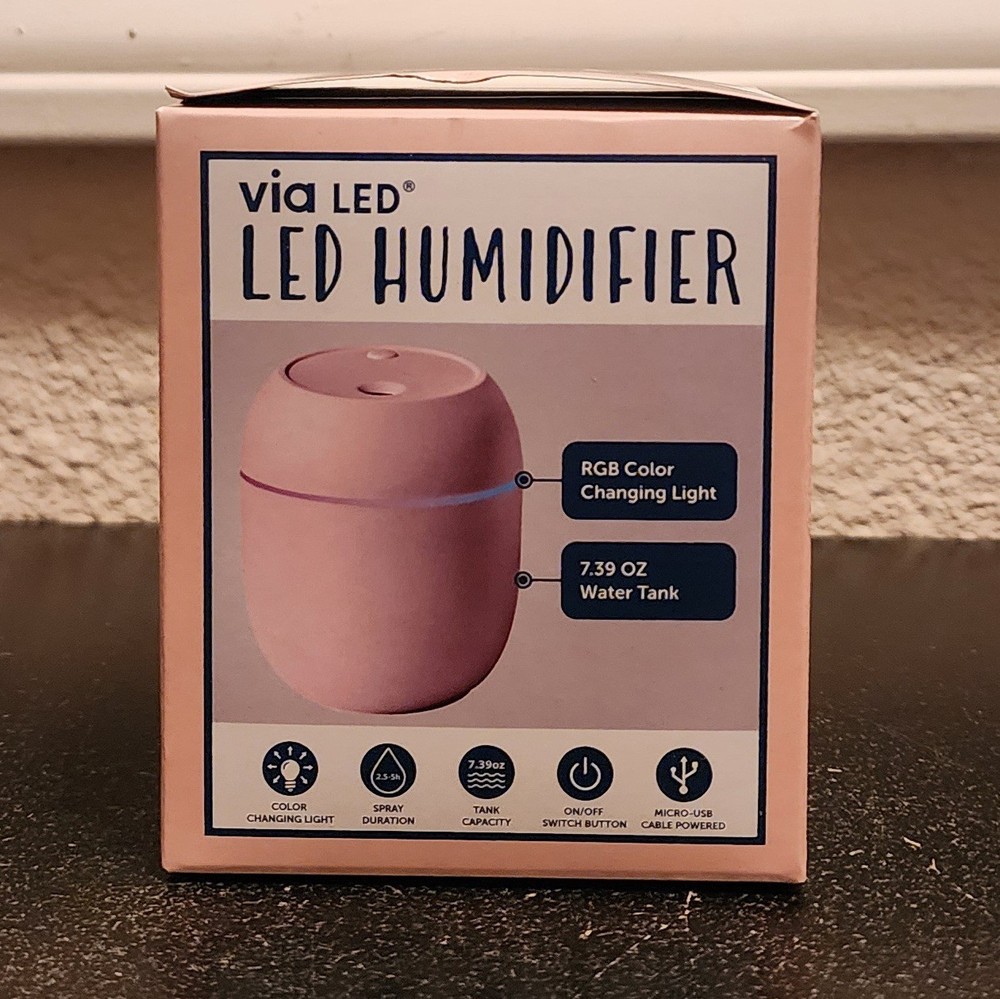 Pink LED Mini Humidifier With Micro USB Cable