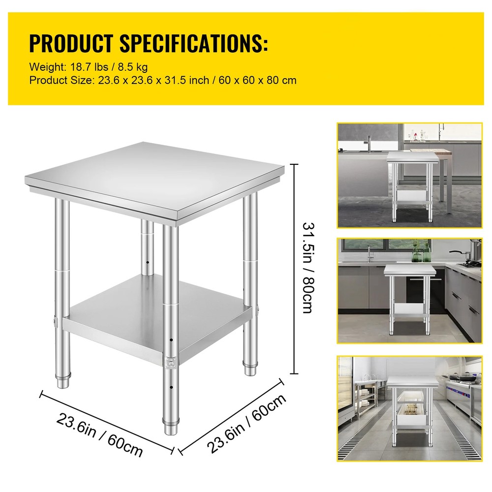 Stainless Steel Kitchen Work Bench Catering Table Worktable w/Undershelf
