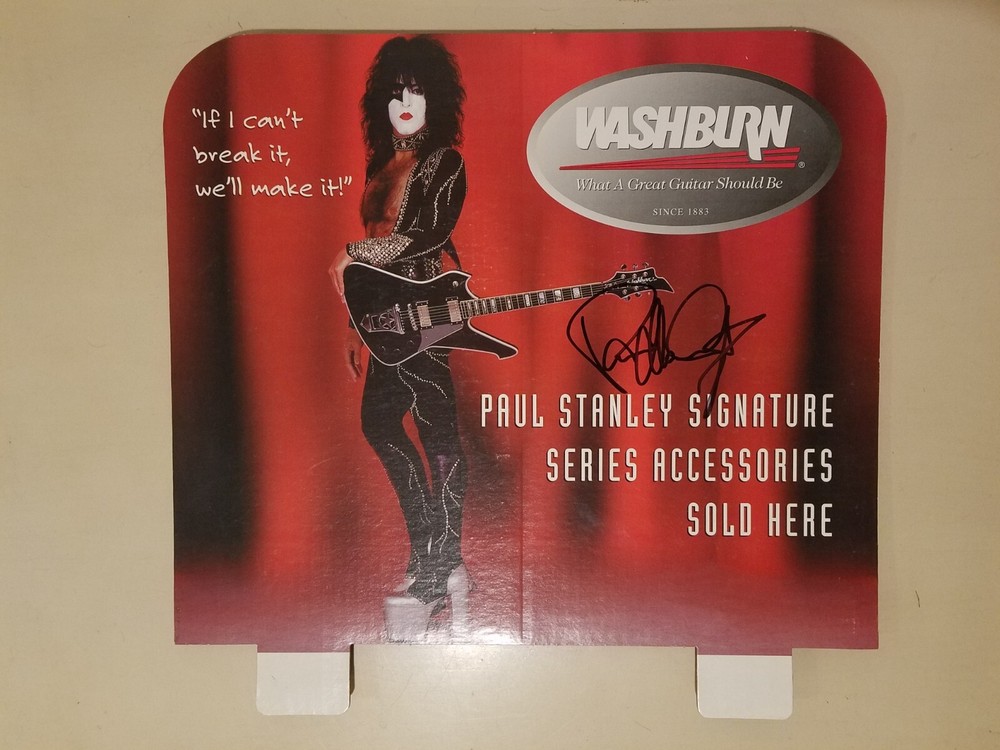 KISS Paul Stanley Signed Autographed Large Washburn Cardboard Promo VG COOL!