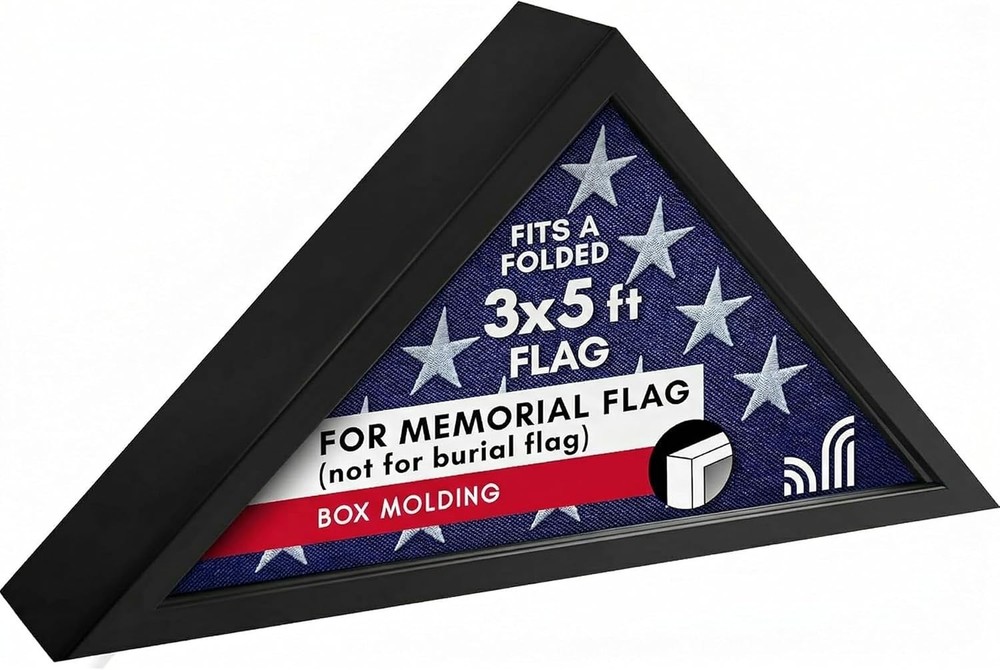 Triangular Flag Frame for 3x5' Ceremonial Flags - Perfect Gift for Veterans