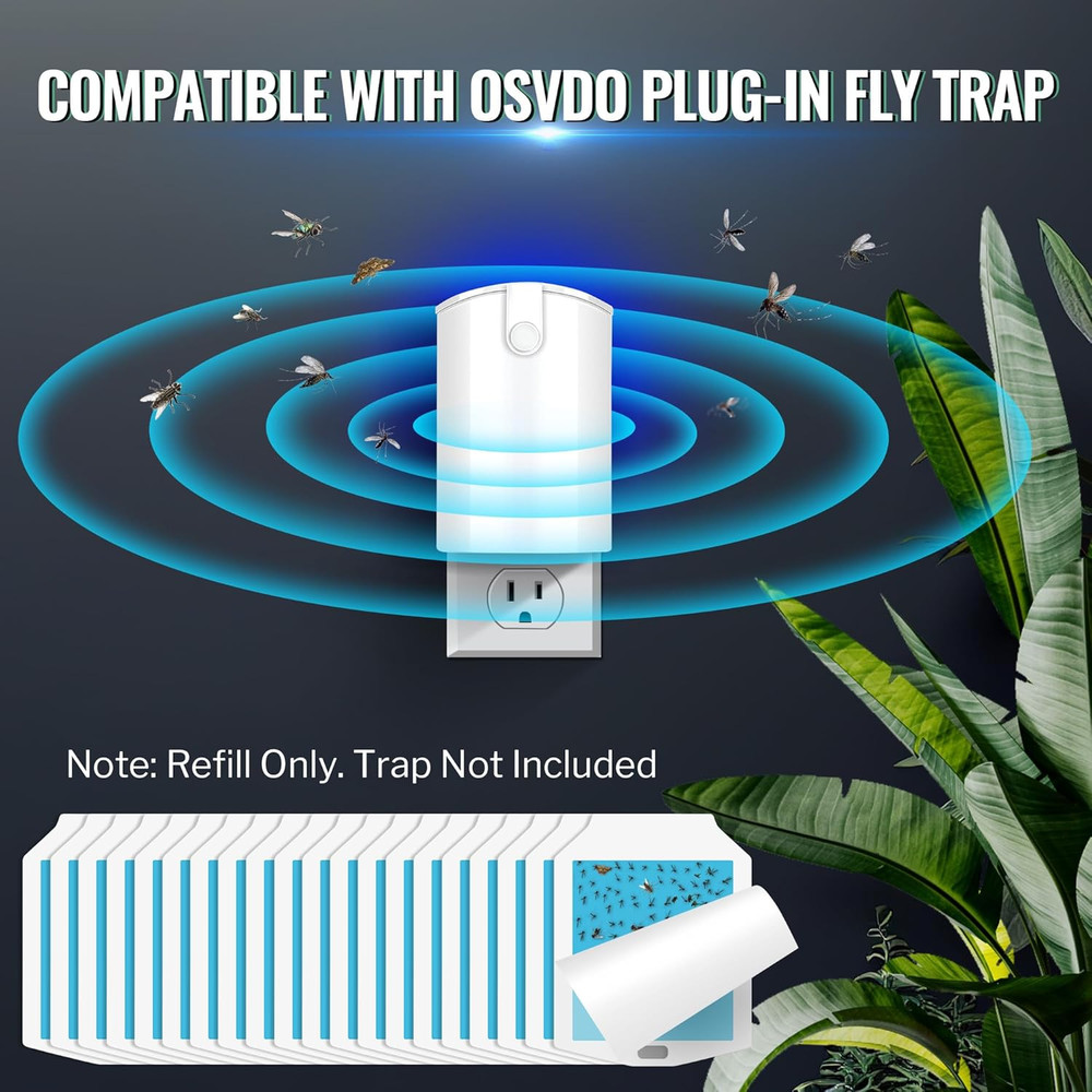 20 Pack Flying Insect Trap Refill, Compatible with Osvdo Indoor Plug in Fly Trap