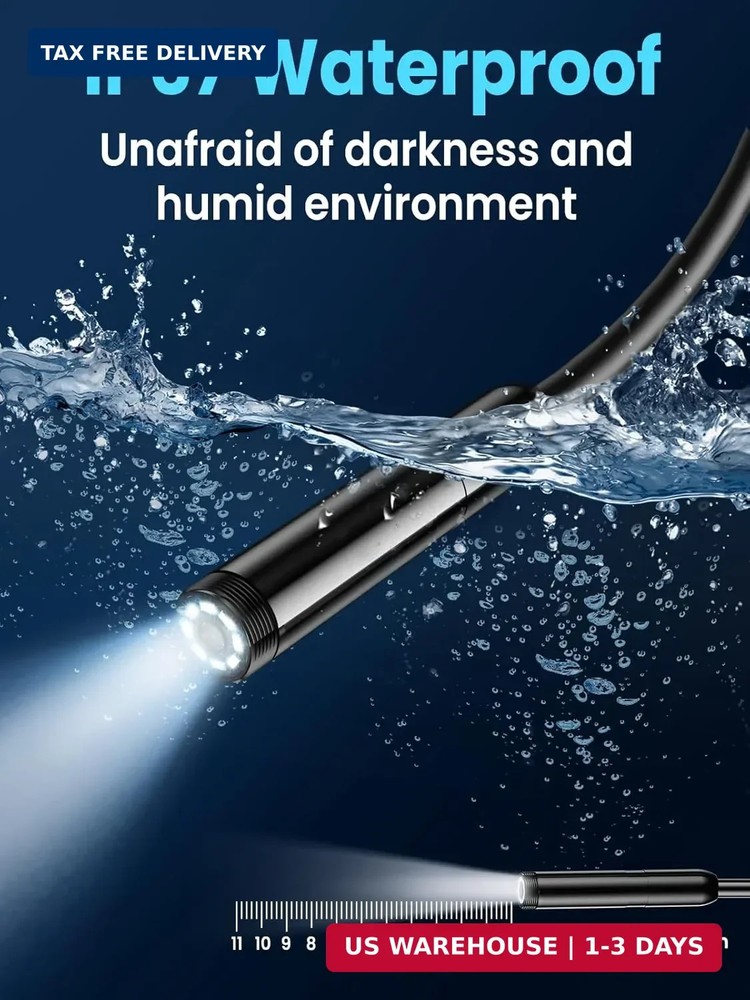 Endoscope Camera with Light, 4.3" IPS Screen 1080P Borescope with 8 LED Lights,