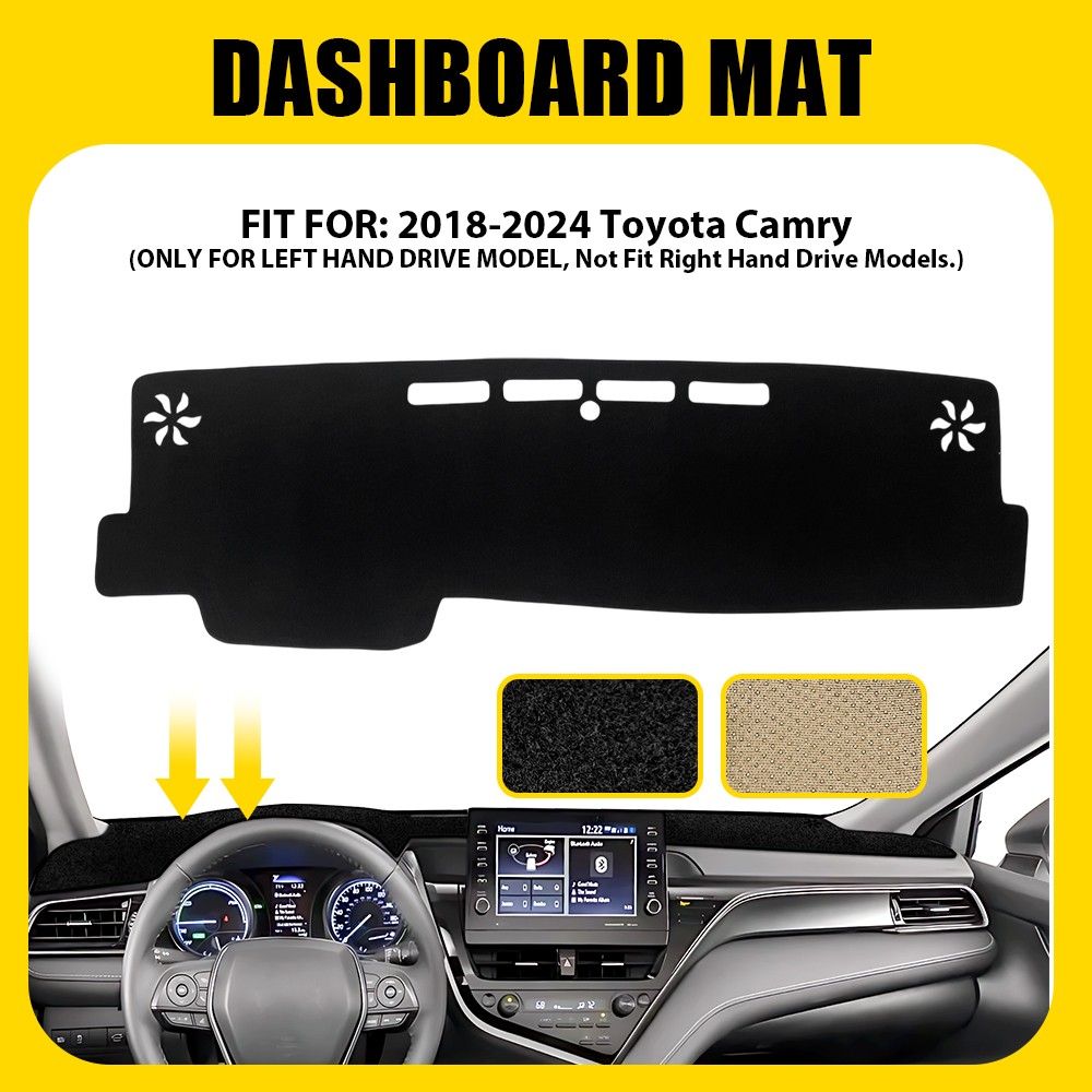 For TOYOTA 2018-2024 Camry Front Inner Black Dashboard Pad Dash Cover Mat Trim