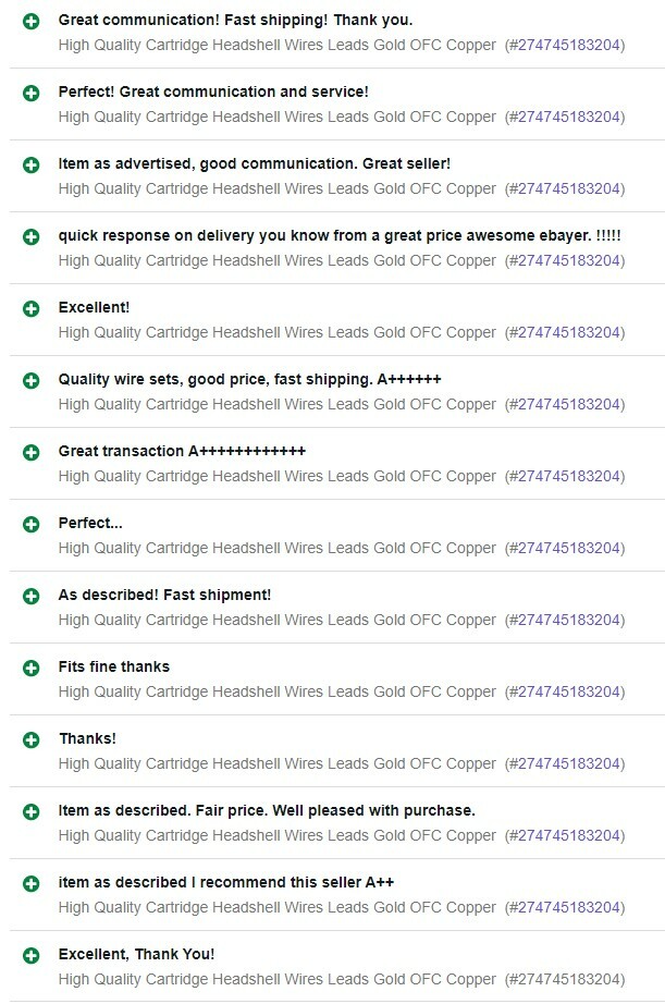 High Quality Cartridge Headshell Wires Leads Gold OFC Copper 