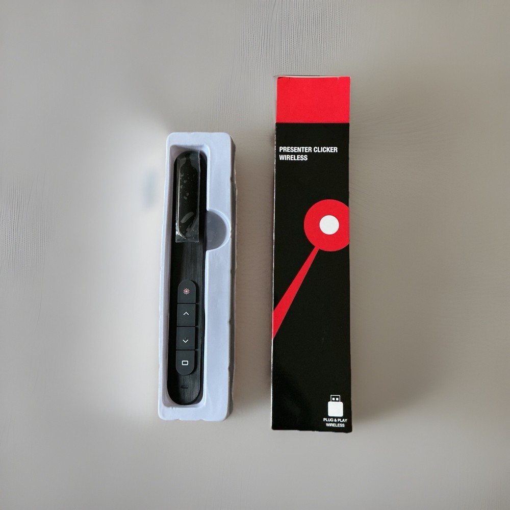 Wireless Presenter Pointer Remote Control Plug & Play Black for Presentations