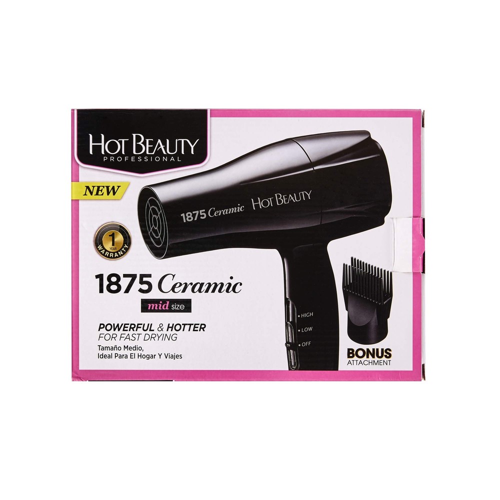 1875 Ceramic Hair Dryer Powerful Fast Drying Multi-Setting with Comb Attachme...