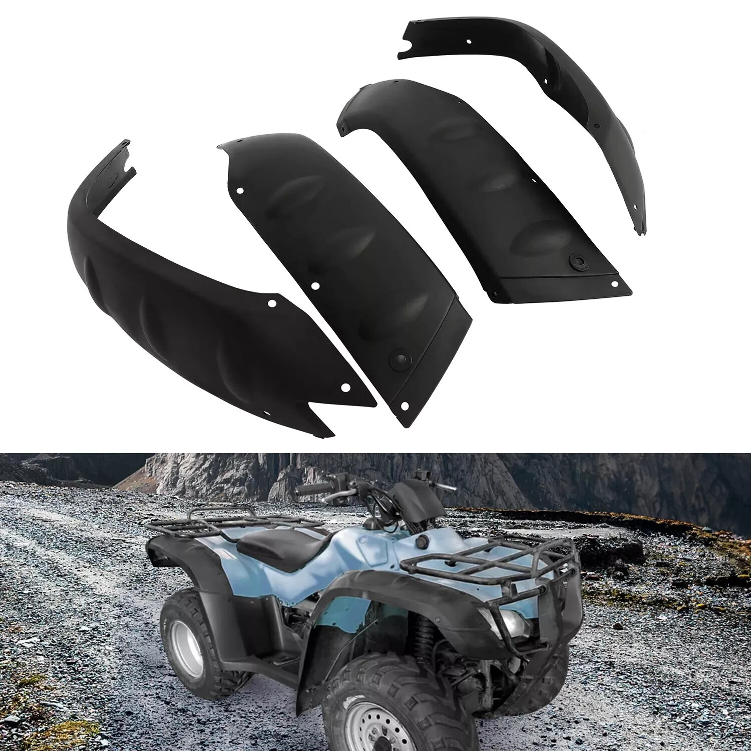 Full Fender Flares Mud Guards Kit For Honda TRX350 TRX400 Rancher 04-07