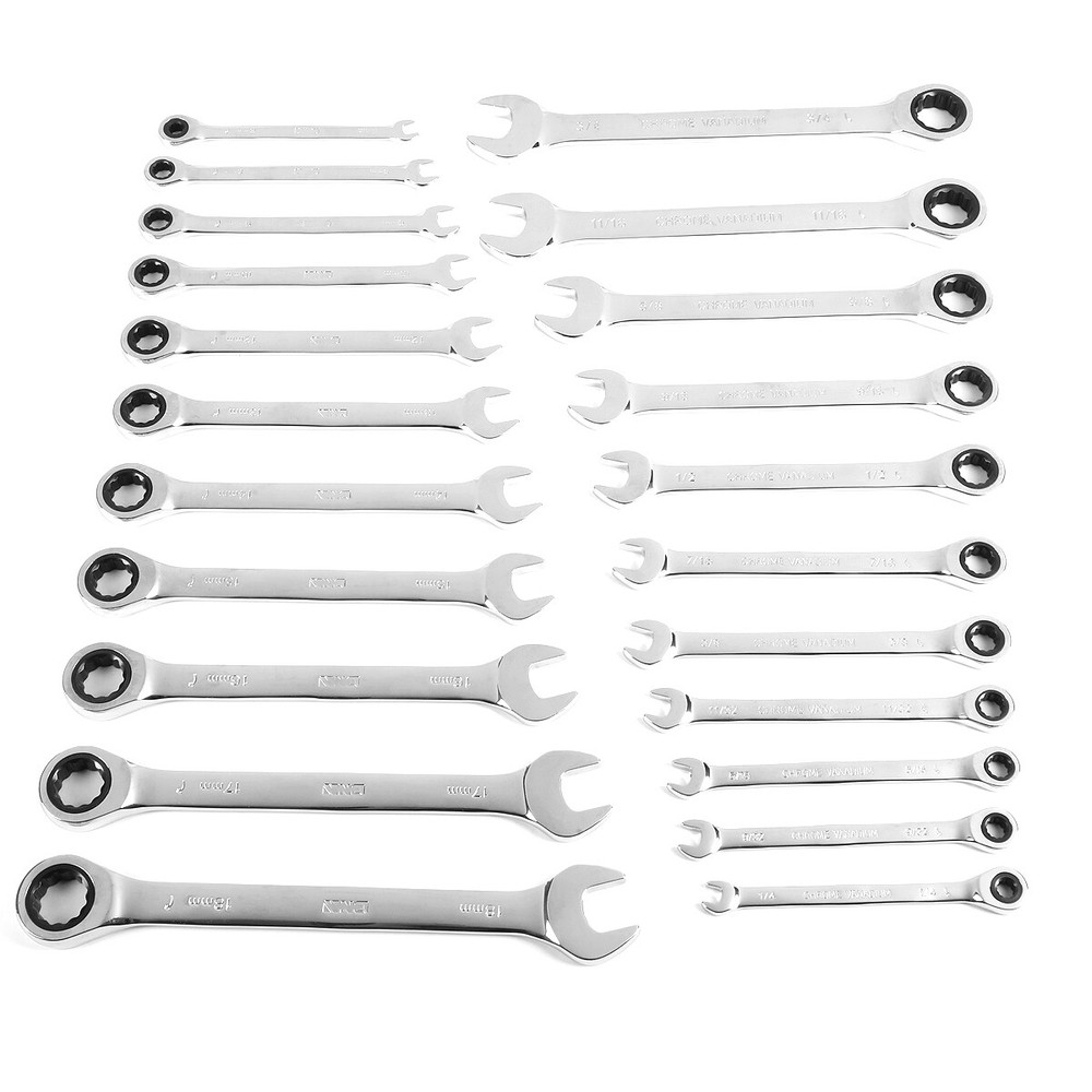 22PCS METRIC FLEX HEAD RATCHETING WRENCHES SET+FOLDABLE HANGABLE SIZE MARK POUCH