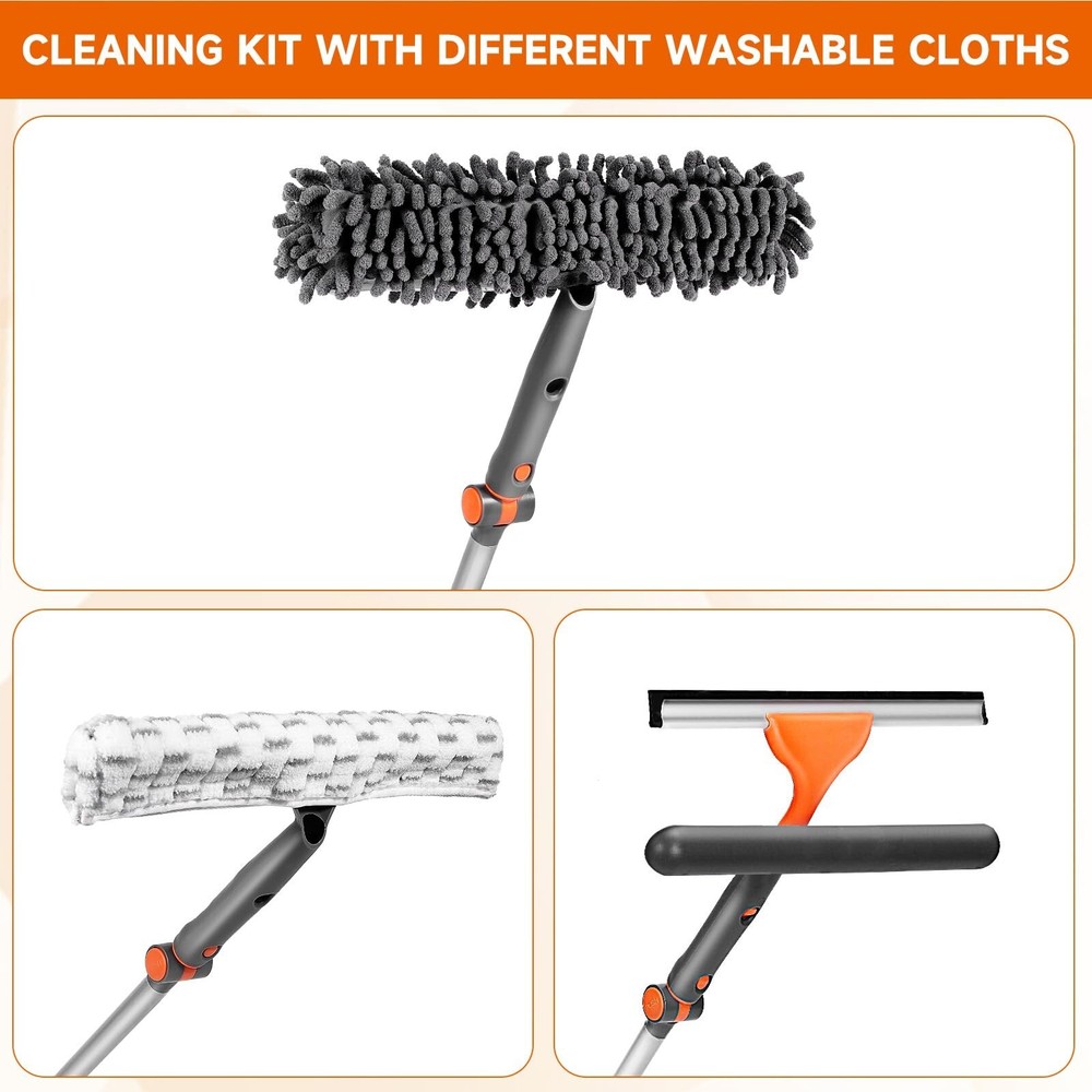 Window Squeegee Cleaner Set 2-in-1 Window Cleaning Tool with Extendable Pole,...