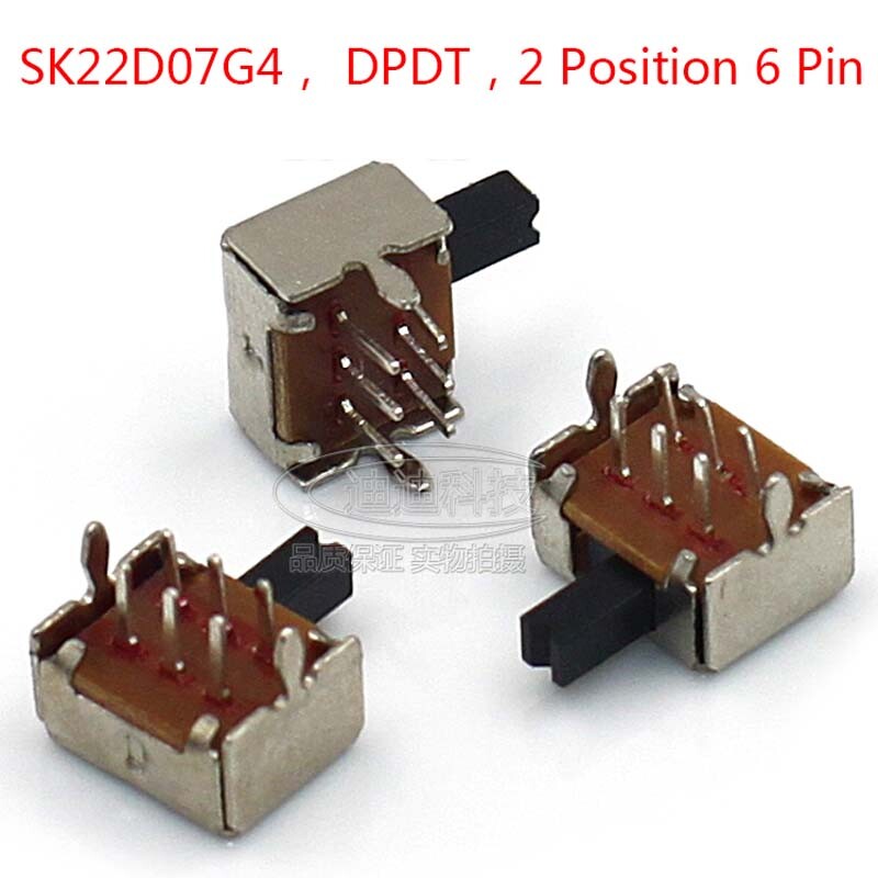 ON-OFF DPDT 2 Position 6 Pin PCB Panel Mini Horizontal Slide Switch 4mm Handle
