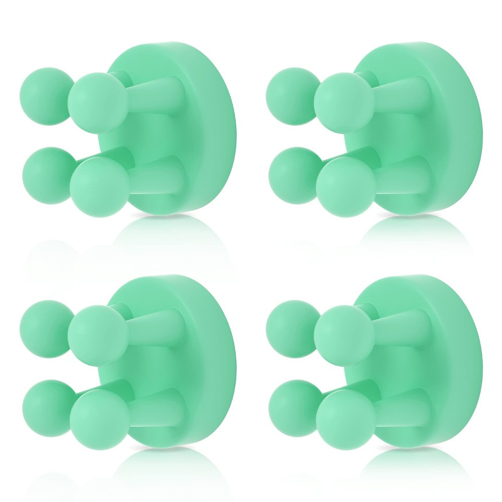 XoYoZo 4 pcs Silicone Toothbrush Holder Multi-Function Hook Waterproof Green