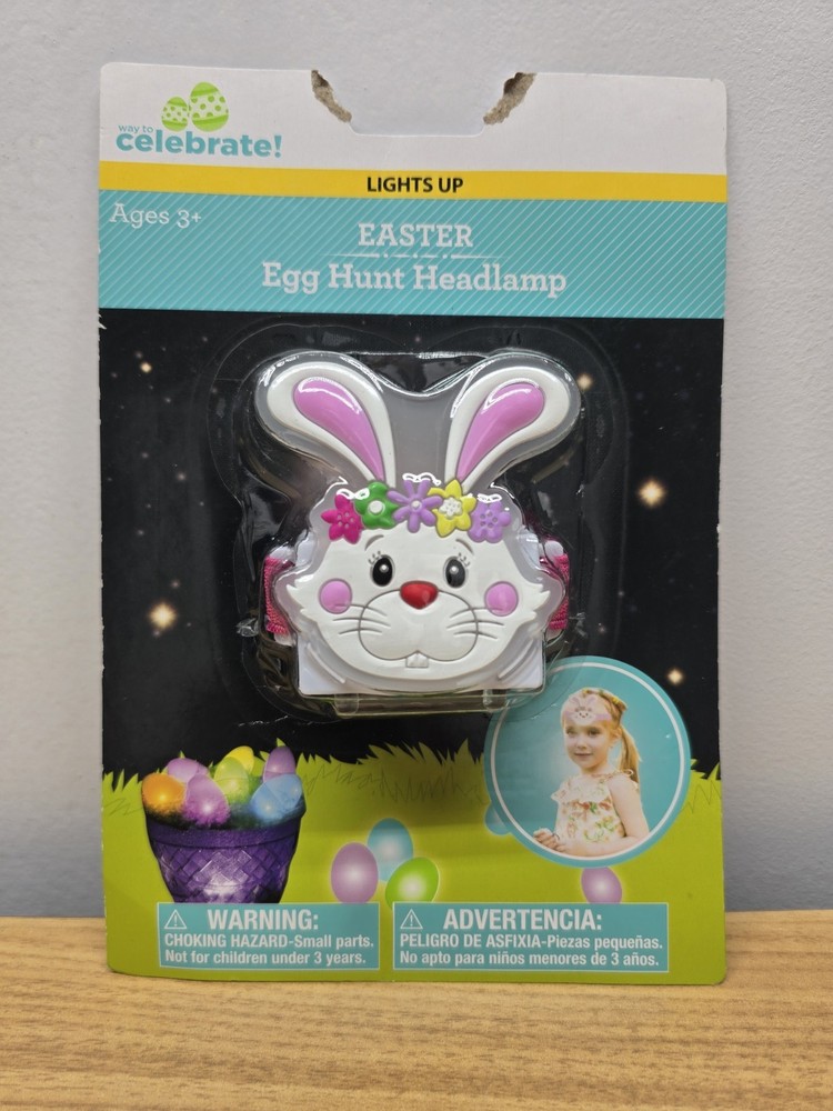 Easter Egg Hunt Head Lamp Light Up Bunny Rabbit Adjustable