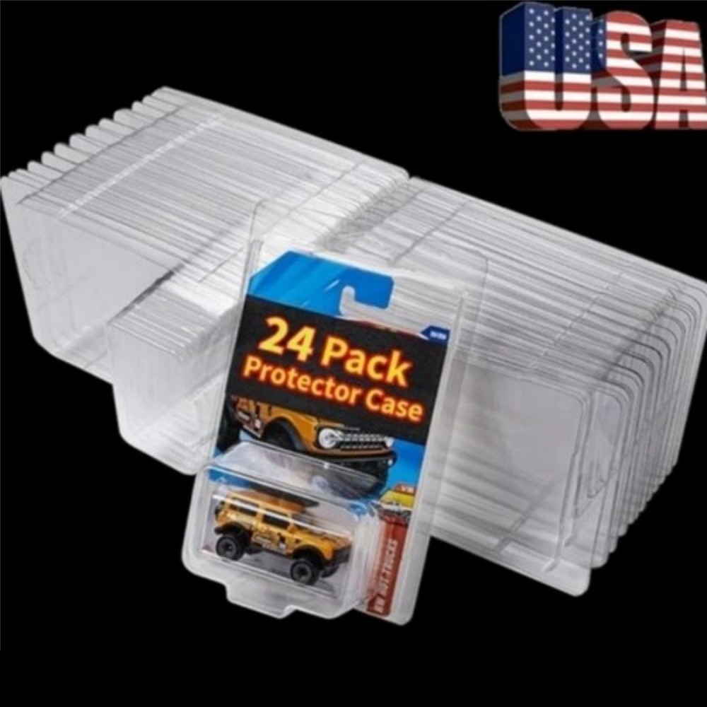24PCS Clear Protector Case Plastic Display For Hot Wheels & Matchbox Basic Cars