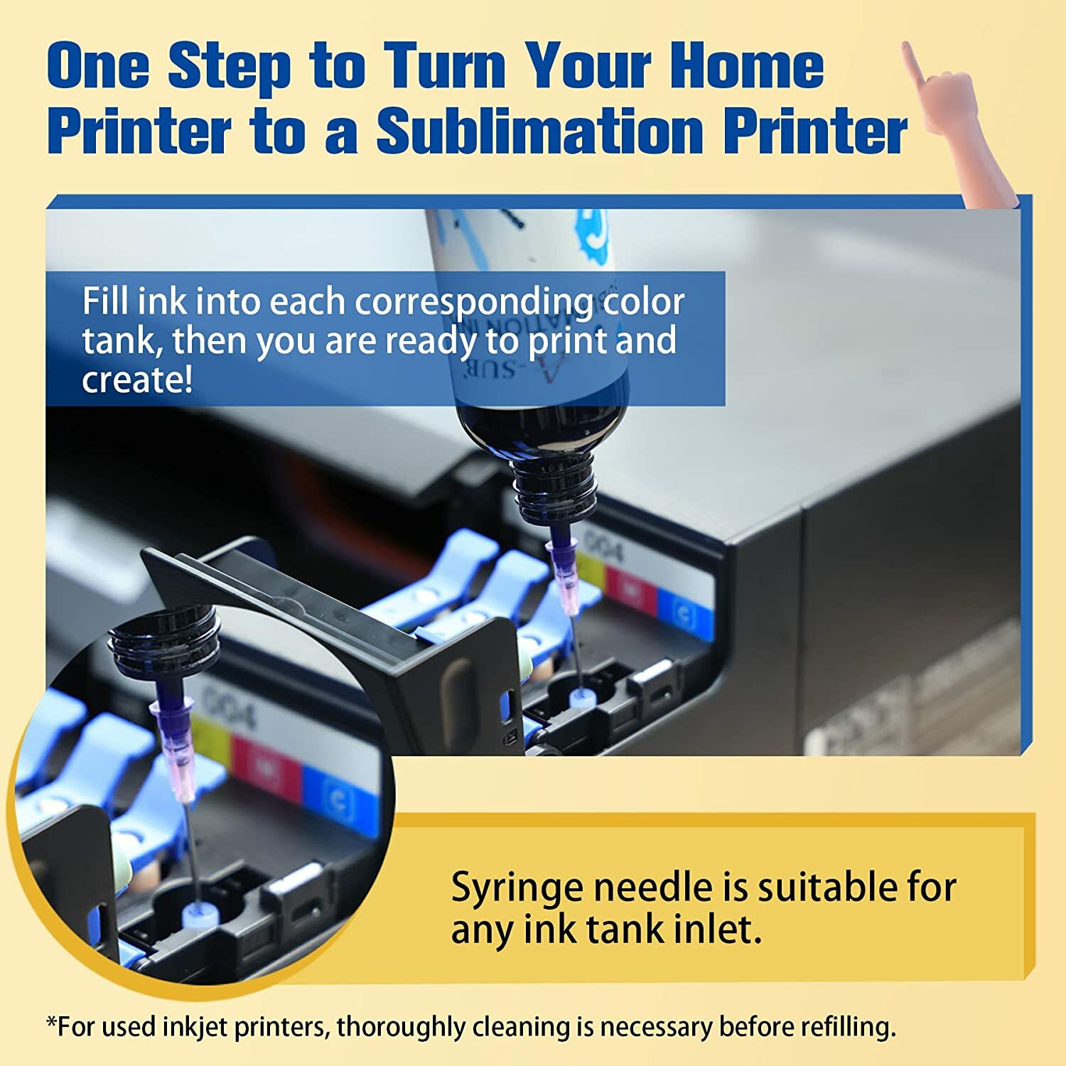 960ML Bulk A-SUB Sublimation Ink for All Inkjet ET-2720 2760 4800 2800 2803 2400