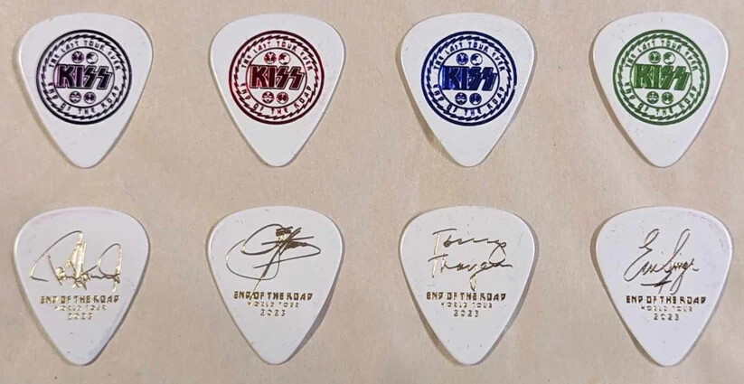 KISS 2023 End of the Road Tour LAST TOUR EVER USA Gold Foil Guitar Pick SET OF 4