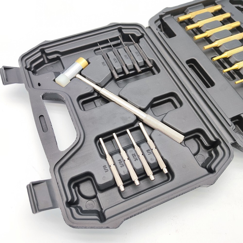 19 Pcs Chisel Punch Round Punch High Hardness Double Sided Copper Hammer Set