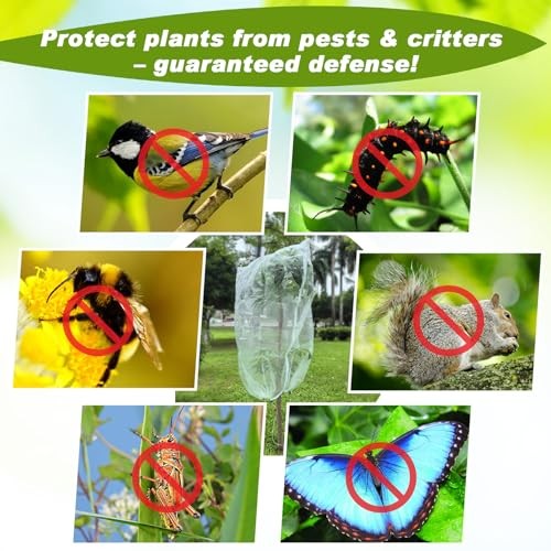 4-Pack 10 * 10FT Large Fruit Tree Netting with Drawstring and Zipper, 4PC