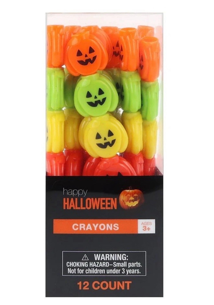 Happy Halloween Pumpkin Stackable Crayons 12 Count