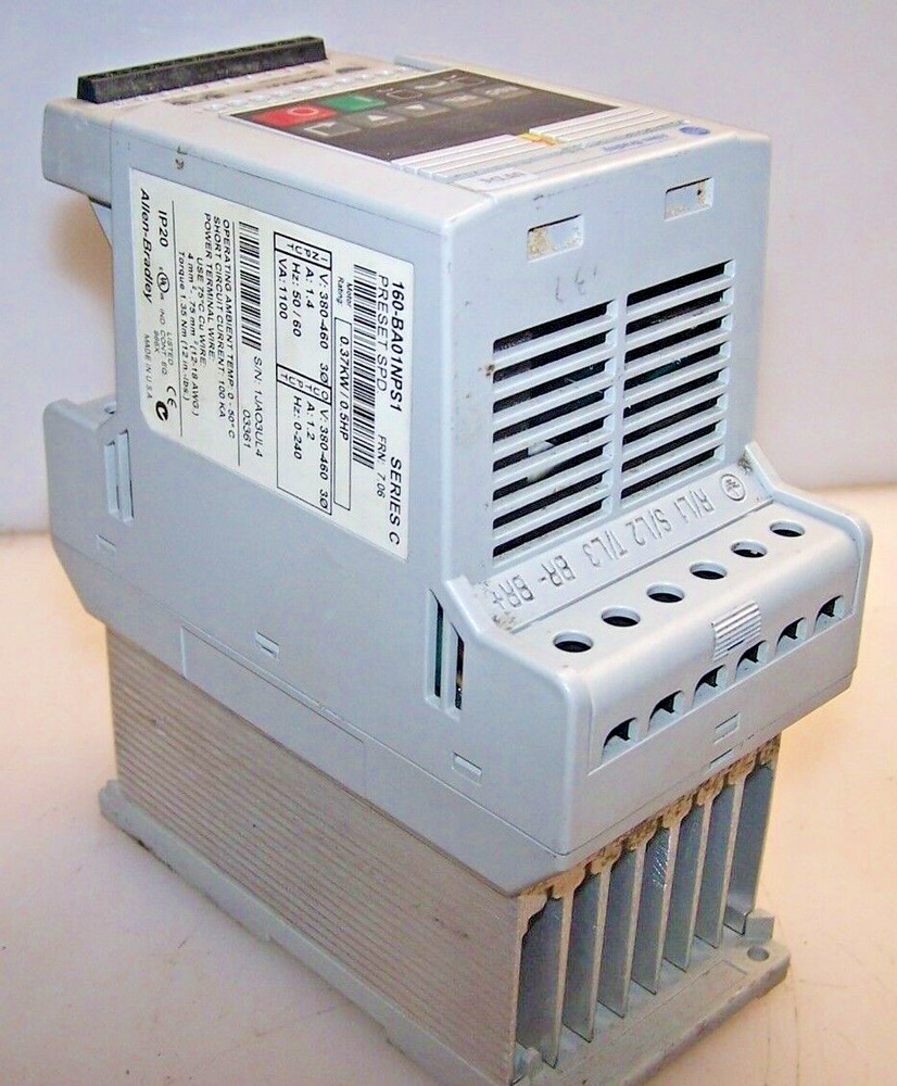 ALLEN BRADLEY .5 HP AC VARIABLE SPEED CONTROLLER VFD 460 VAC 160-BA01NPS1