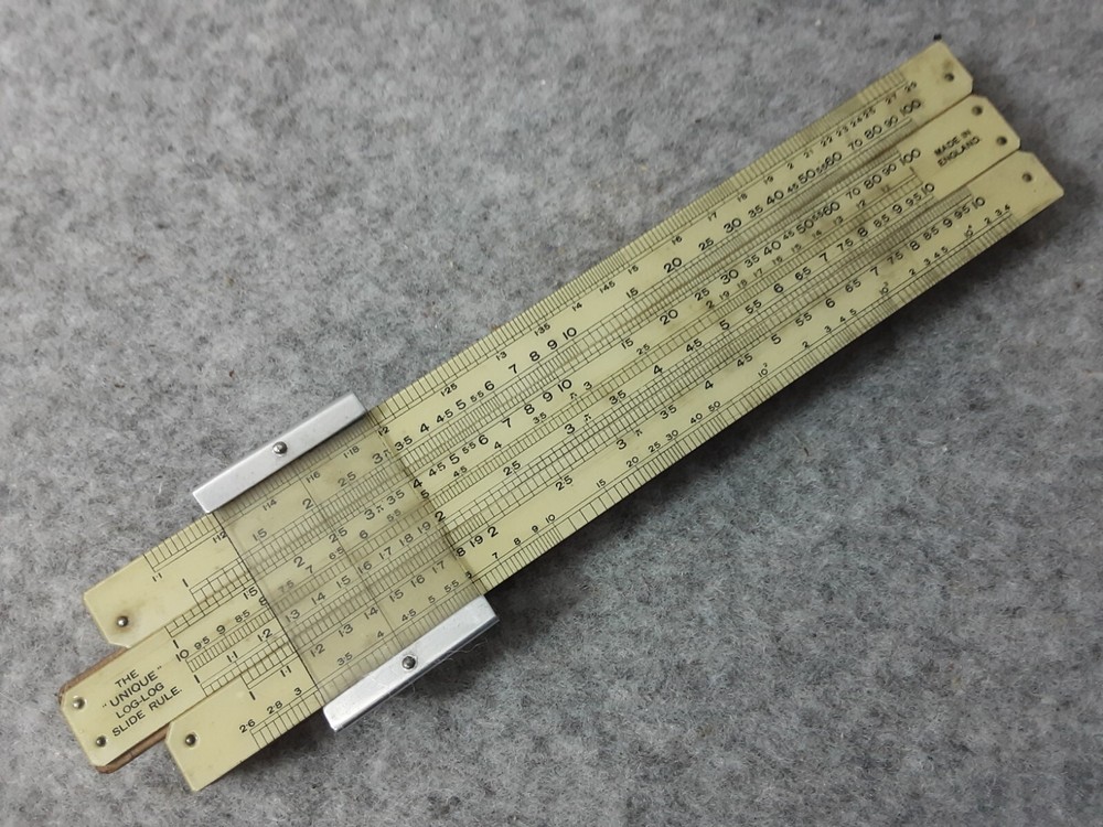 Log-Log Slide Rule Boxed 6" UNIQUE Technical Supply Co Brighton Antique