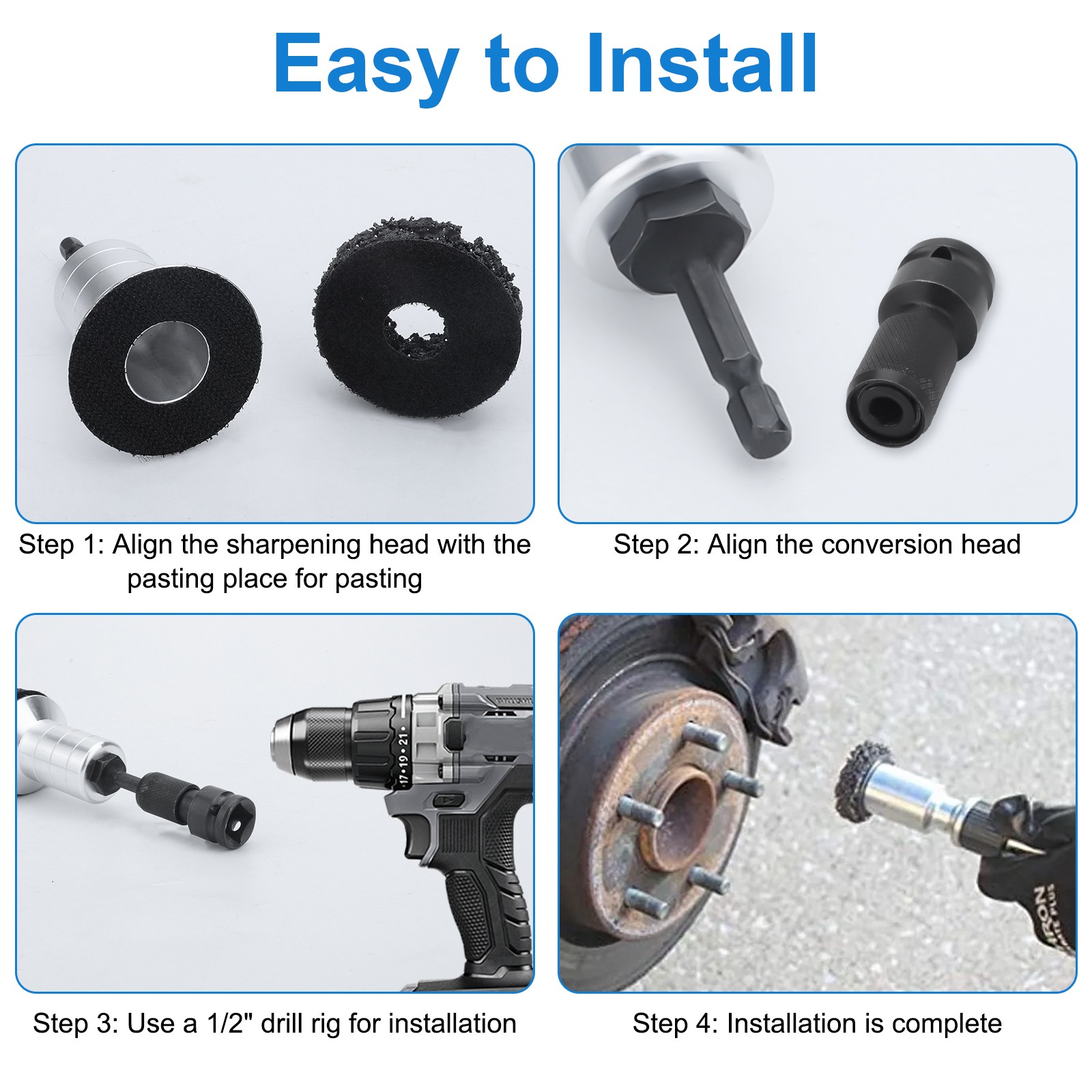 Wheel Stud Cleaner Hub Resurfacing Kit Car Rust Remover Brake Disc Grinding Tool