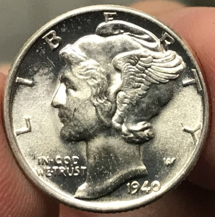 1940 10C Silver Mercury Dime Uncirculated