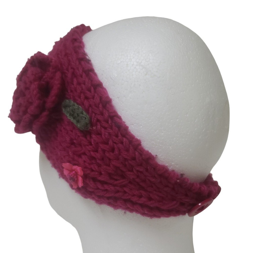 Fuchsia Crocheted Headband Handcrafted Hat Headwear