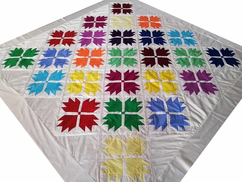 Bear paw Machine pieced patchwork quilt top#175B