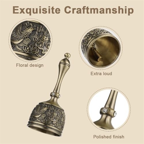 Hand Bell Brass Dinner Call Bells Loud Service Ringing Bell Tibetan Handbells