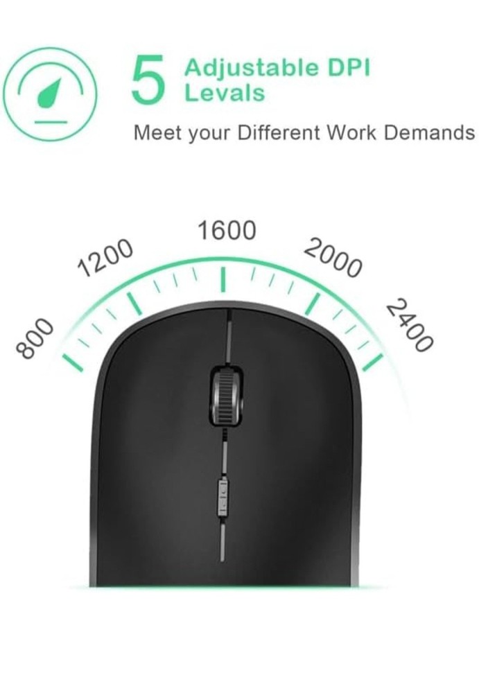 Wireless Mouse, 2.4G Portable Slim Silent Computer Mouse Wireless with USB Nano