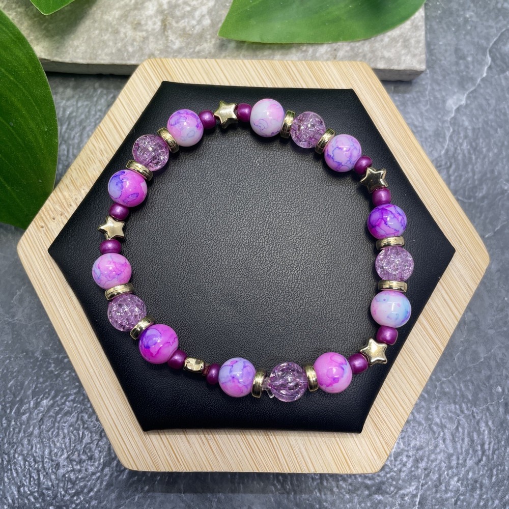 Handmade Bead Beaded Stackable 7” Plus Stretch Bracelet New Free Ship C1290