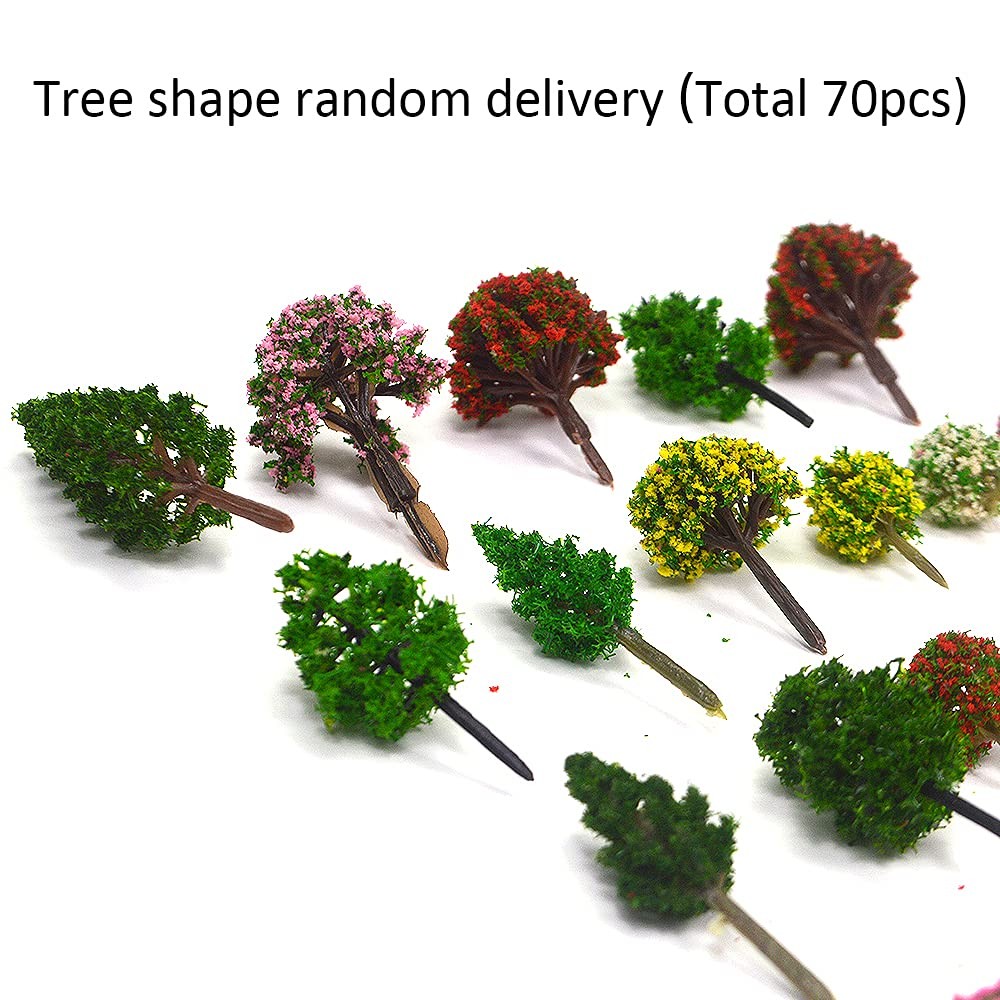 70pcs Mini Model Trees Mixed Miniature Trees Model Train Scenery Artificial Warg