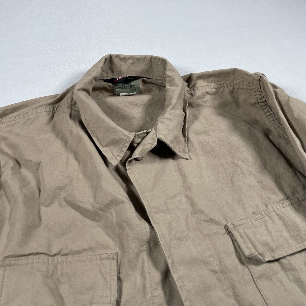 Tru Spec Combat Shirt Rip Stop Tan Medium Long Four Pockets Button Up