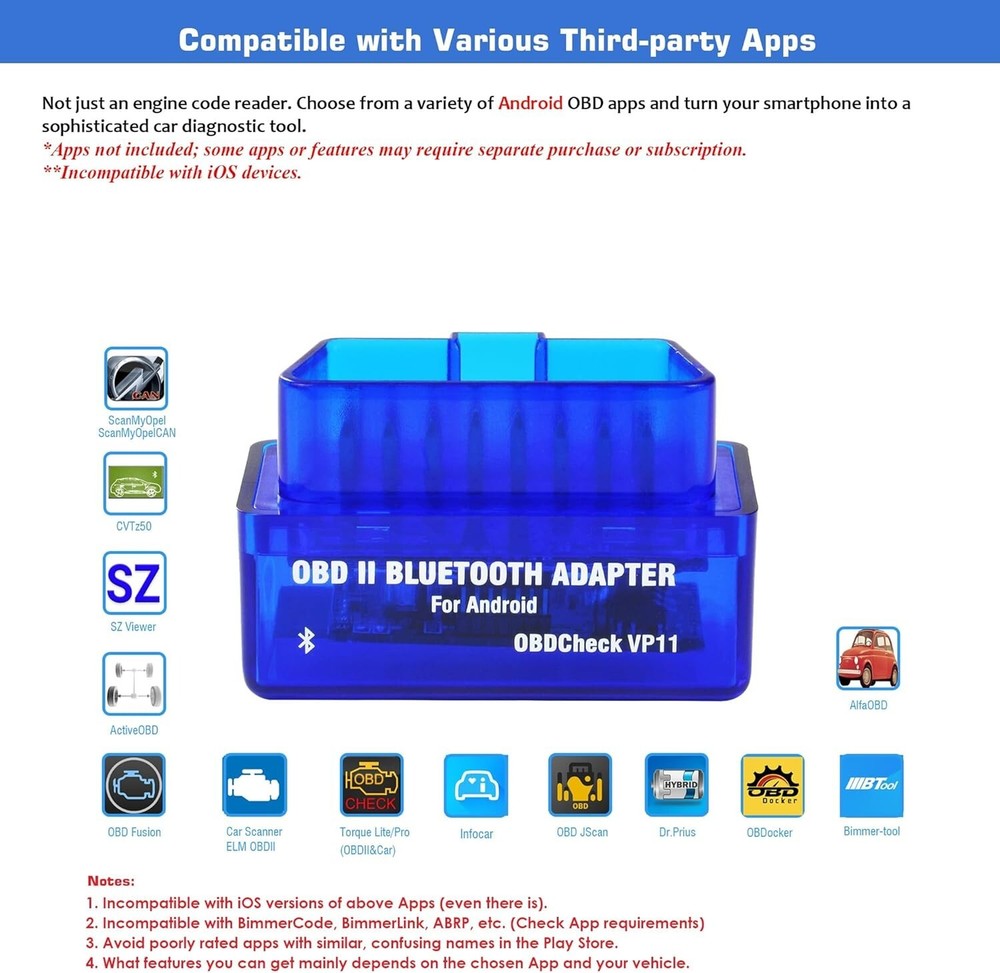 Veepeak Mini Bluetooth OBD2 Scanner OBD II Car Diagnostic Scan Tool for Android