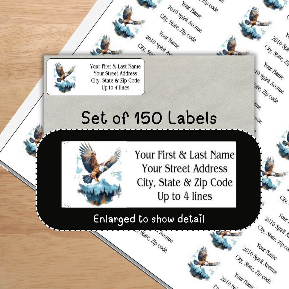 150 Bald Eagle Mountain Top Return Address Labels Personalized Printed