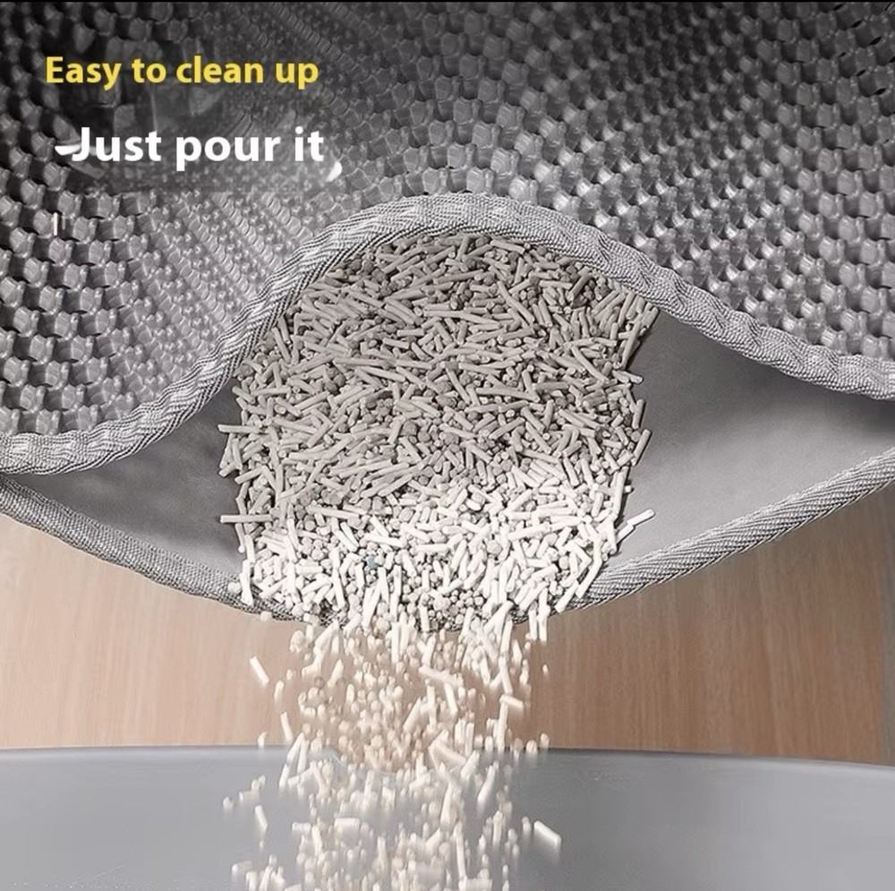 Double-Layer Cat Litter Mat, Easy Clean, Multiple Sizes, Gray