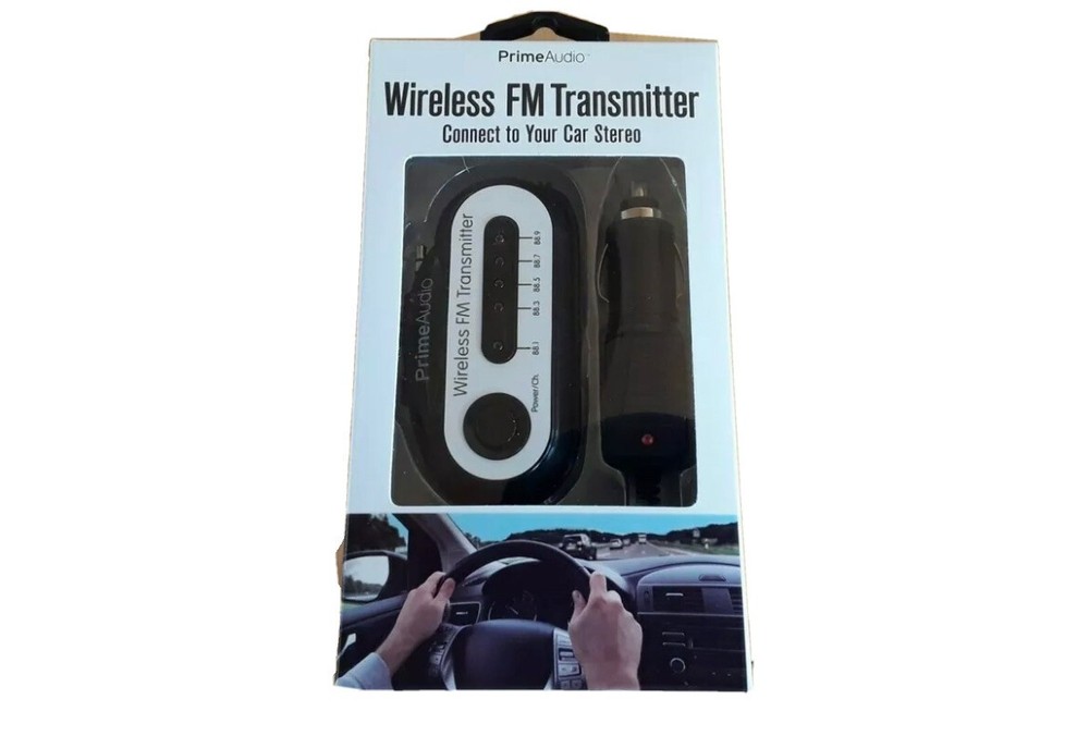 New In Box Prime Audio Wireless FM Transmitter Connect To Your Car Stereo System
