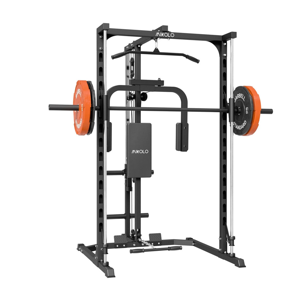 Smith Machine, 1000LBS Power Rack with Pec Deck and Lat Pull down System, Multi-