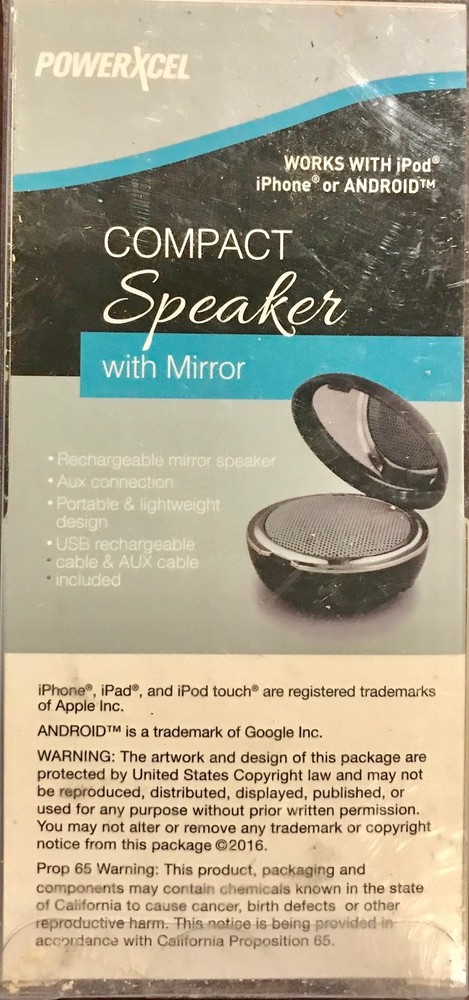 Powerxcel Compact Speaker With Mirror BLUE Aux / USB Cable Included