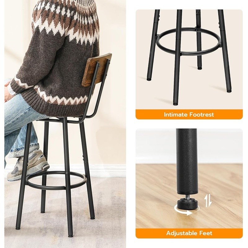 Ergonomic Bar Stools Stylish Kitchen Seating Adjustable Height Footrest Support