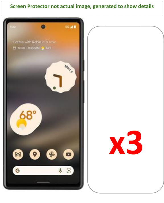 3x Google Pixel 6a Screen Protector w/ cloth