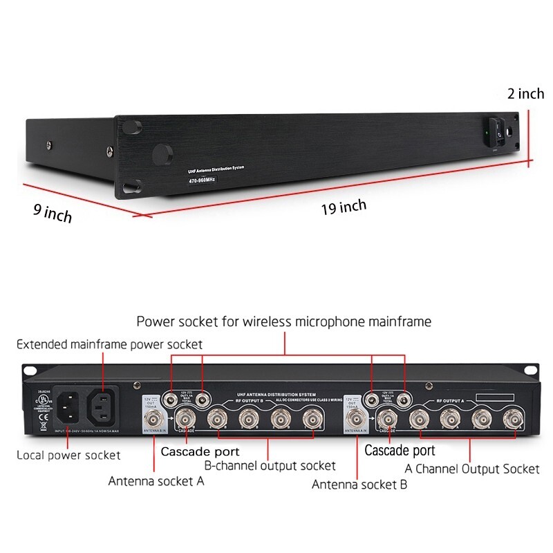 UHF Active Antenna Power Distribution System for Sennheiser Wireless Microphone