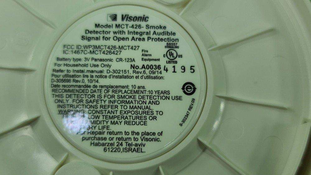 [NEW VISONIC (MCT-426) (315) WIRELESS SMOKE DETECTOR - WHITE