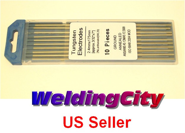 WeldingCity® 10-pk TIG Welding Tungsten Electrode 2% Lanthanated Blue 3/32x7" US