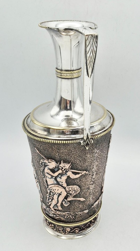 FINE VICTORIAN SILVER PLATED NEOCLASSICAL ELECTROTYPE WINE EWER c1890