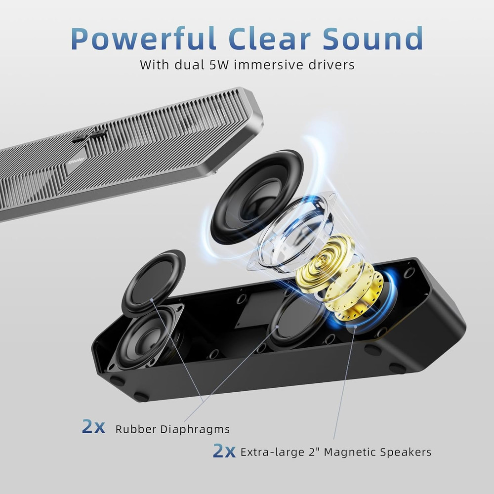 Computer Speakers for Desktop Pc, Wired USB Powered Bluetooth PC Speakers with S