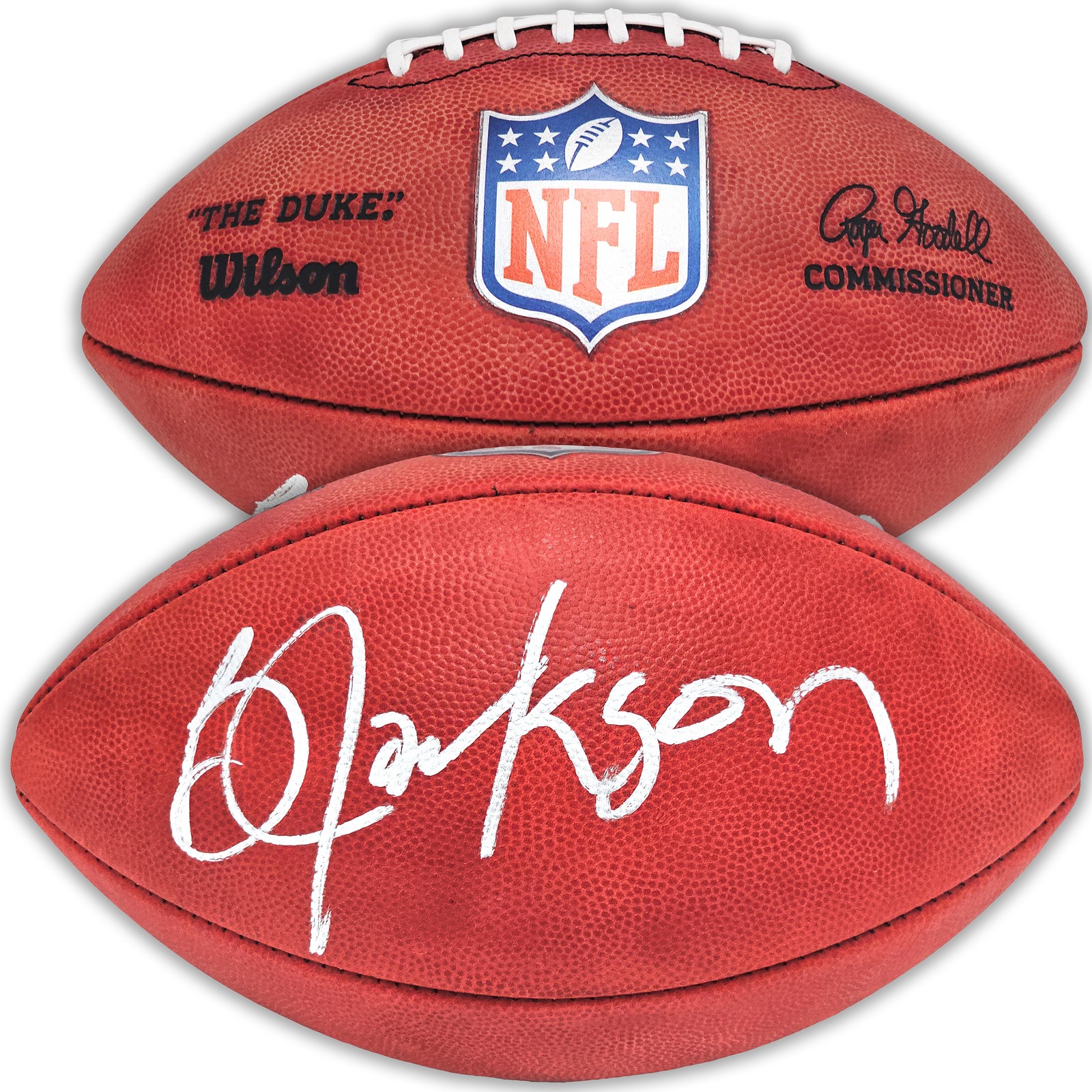 Bo Jackson Signed Official NFL Leather Football Oakland Raiders Beckett Wit
