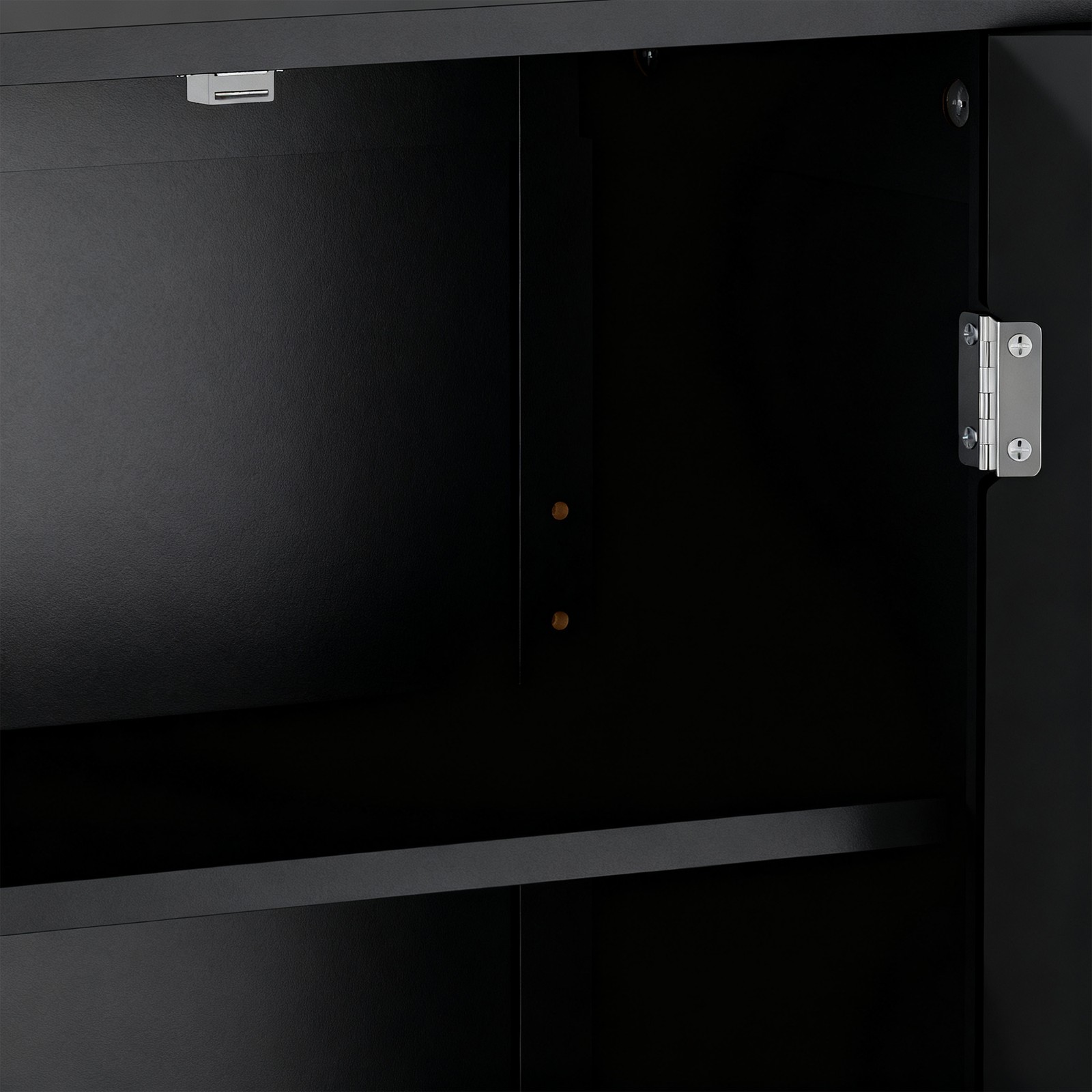 Bathroom Floor Storage Cabinet with Adjustable Shelf Double Door Organizer Black