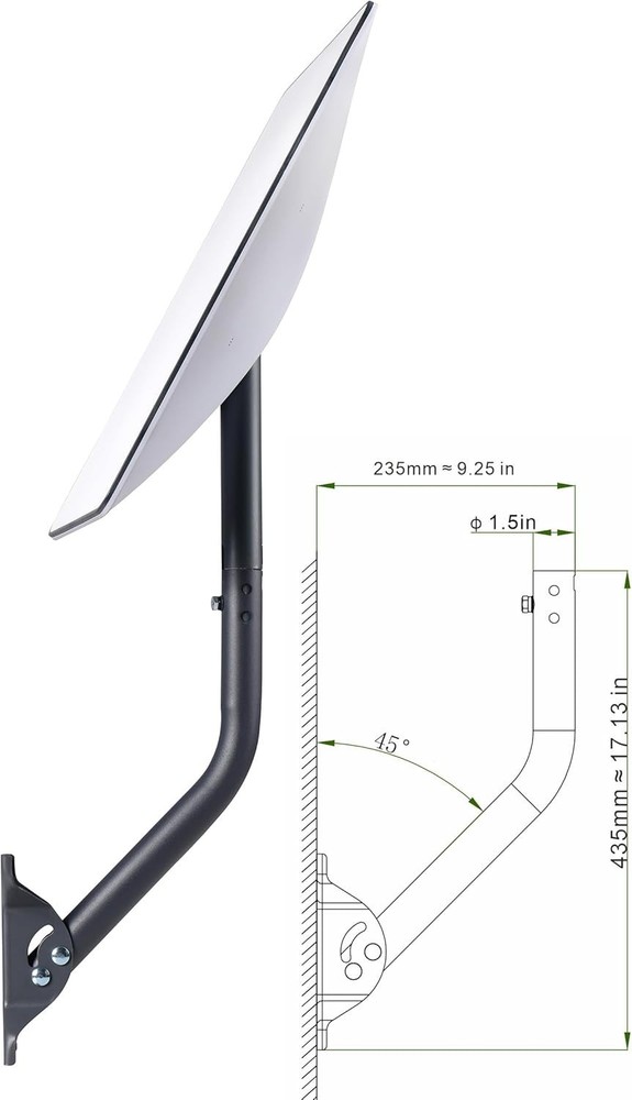Durable 17-Inch Antenna Mount Pole with Rotating Bracket & Installation Kit