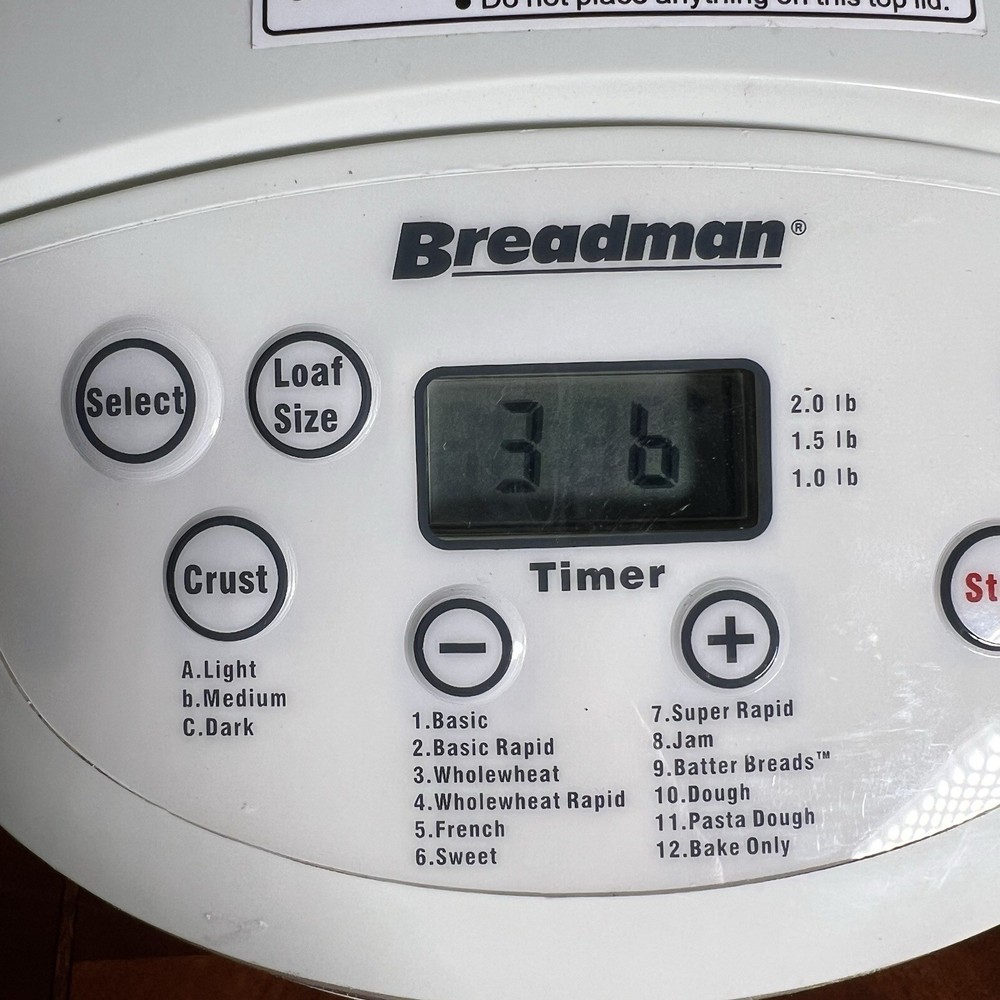 Breadman TR555LC Rapid Bread Machine Electric Breadmaker Tested Working